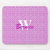 Roze gebreide textuur Muismat met monogram (Voorkant)