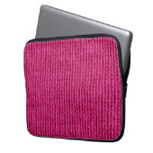 Roze gebreide wol dicht laptop sleeve (Voorkant Links)