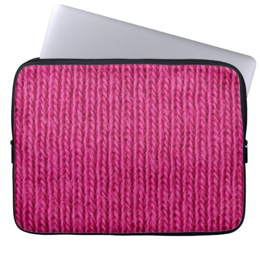 Roze gebreide wol dicht laptop sleeve (Voorkant)