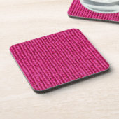 Roze gebreide wol onderzetter (Linkerzijde)
