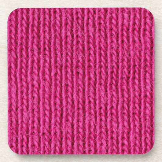 Roze gebreide wol onderzetter (Voorkant)