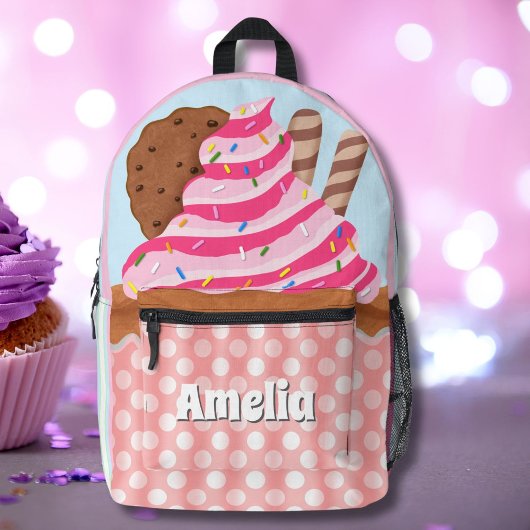 Roze Gebroken Chocolade Cupcake Persoonlijk Bedrukte Rugzak