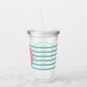 Roze Gebroken Donut Lint Strepen Monogram Acryl Drinkbeker (Links)