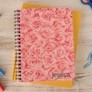 Roze Gebundelde Roos Afgeronde Moderne Typografie Notitieboek