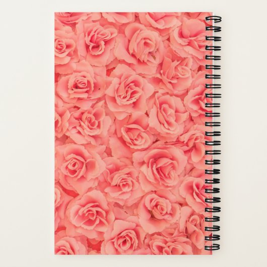 Roze Gebundelde Rozen Klassiek Monogram Notitieboek (Achterkant)