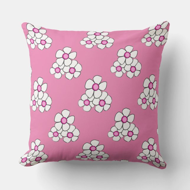 Roze, gecentraliseerde daisy Square Pillow Kussen (Voorkant)