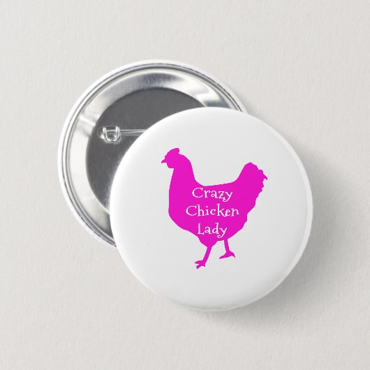 Roze, gecertificeerd, gekke Chicken Lady Funny Hum Ronde Button 5,7 Cm (Voorkant /achterkant)