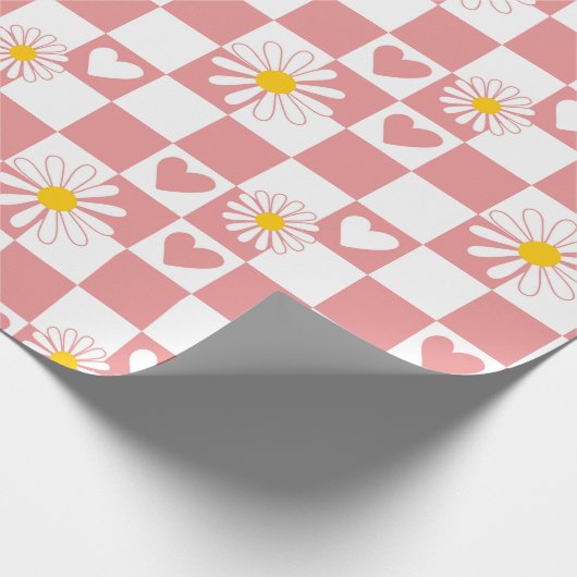 Roze gecheckt pakpapier (Hoek)