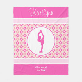 Roze gecheckte diamanten Afbeelding Skater met mon Fleece Deken