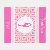 Roze gecheckte diamanten Afbeelding Skater met mon Fleece Deken (Voorkant (Horizontaal))