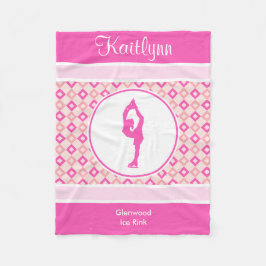 Roze gecheckte diamanten Afbeelding Skater met mon Fleece Deken