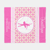 Roze gecheckte diamanten Dans met monogram Fleece Deken (Voorkant (Horizontaal))