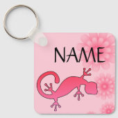 Roze Gecko Custom Name sleutelhanger - jouw naam t (Voorkant)