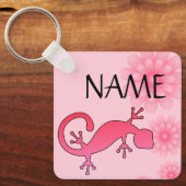 Roze Gecko Custom Name sleutelhanger - jouw naam t (Voorkant)