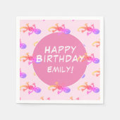 Roze Gecko Hagedis Meisje Verjaardag Servet (Voorkant)