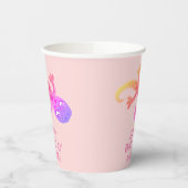 Roze Gecko Hagedis Tekening Kids Verjaardag Papieren Bekers (Links)