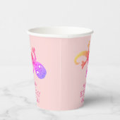 Roze Gecko Hagedis Tekening Kids Verjaardag Papieren Bekers (Rechts)