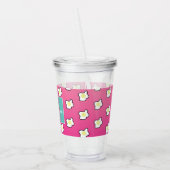 Roze gecomprimeerde eieren Ombre Monogram Aangepas Acryl Drinkbeker (Links)
