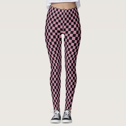 Roze gecontroleerd leggings (Voorkant)