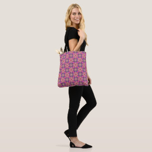 Roze gecontroleerd tote bag