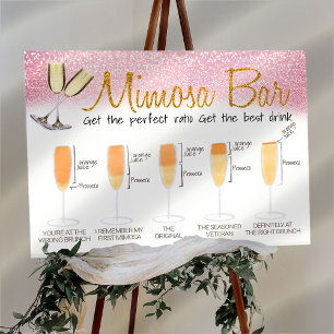 Roze Gedecoreerde Mimosa Bar Bruidsbrunch Bord Poster