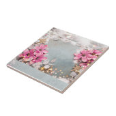 Roze gedecormeerde keramische tegels tegeltje (Zijkant)