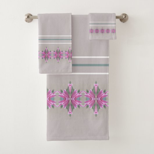 Roze Gedetailleerd Patroon Bad Handdoek (Insitu)