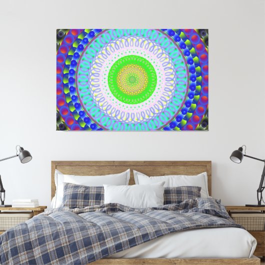 Roze Gedistilleerde Mandala Circle Stretched Canva Canvas Afdruk (Insitu (Slaapkamer))