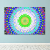 Roze Gedistilleerde Mandala Circle Stretched Canva Canvas Afdruk (Insitu (Houten vloer))