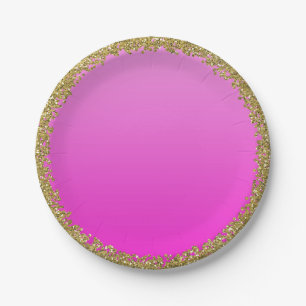 Roze gedompelde gouden glitter glamour schitterend papieren bordje