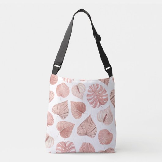 Roze gedroogde bladeren crossbody tas (Voorkant)