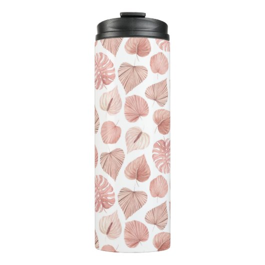 Roze gedroogde bladeren thermosbeker (Voorkant)