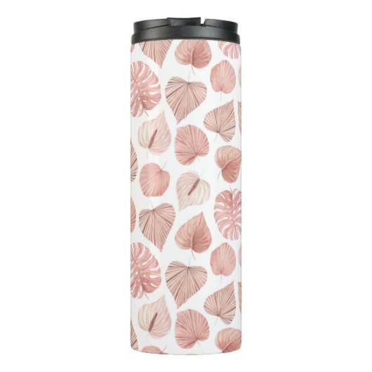 Roze gedroogde bladeren thermosbeker (Achterkant)