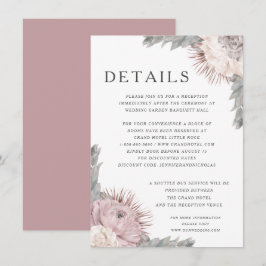 Roze gedroogde bloemen bruiloft  Bruiloft details Informatiekaartje