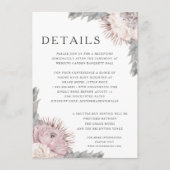 Roze Gedroogde Bloemen Bruiloft Details Informatiekaartje (Voorkant)