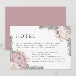 Roze Gedroogde Bloemen Trouwaccommodaties Informatiekaartje