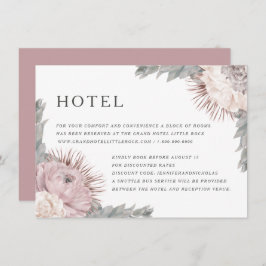 Roze Gedroogde Bloemen Trouwaccommodaties Informatiekaartje