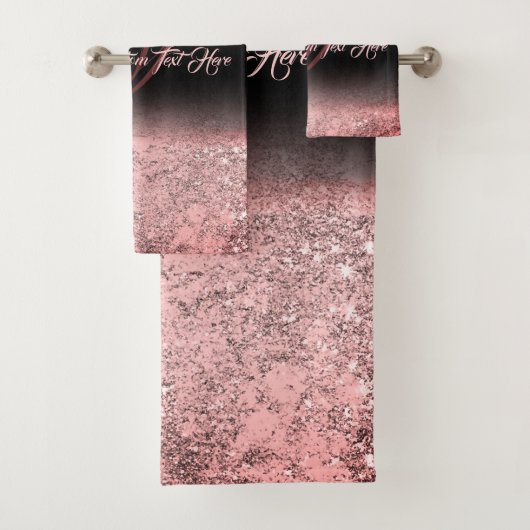 Roze gedrukte glinsterend effect Bling Glam Bad Handdoek (Insitu)