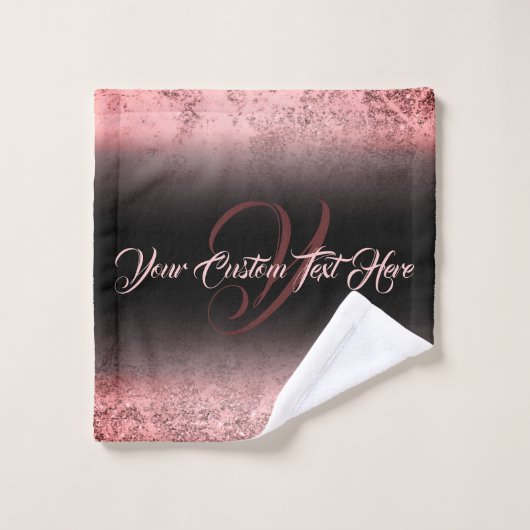 Roze gedrukte glinsterend effect Bling Glam Bad Handdoek (Wasdoekje)
