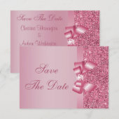 Roze, gedrukte reeksen met zwembad en diamant Opsl Save The Date (Voorkant / Achterkant)