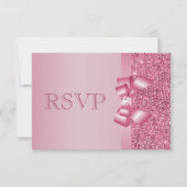 Roze, gedrukte Sequins Bow & Diamond RSVP (Voorkant)