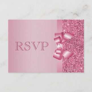 Roze, gedrukte Sequins Bow & Diamond RSVP Kaartje