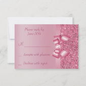 Roze, gedrukte Sequins Bow & Diamond RSVP Kaartje (Achterkant)