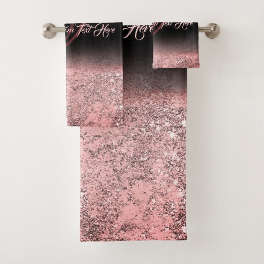 Roze gedrukte sprankelend effect Bling Glam Bad Handdoek (Insitu)