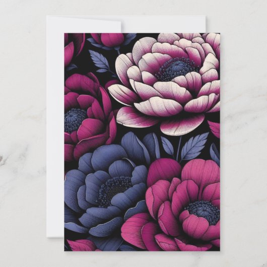 Roze gedurfde bloem bedankkaart (Achterkant)