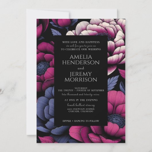 Roze gedurfde bloem kaart (Voorkant)