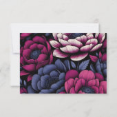 Roze gedurfde bloem RSVP kaartje (Achterkant)