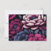 Roze gedurfde bloem RSVP kaartje (Achterkant)