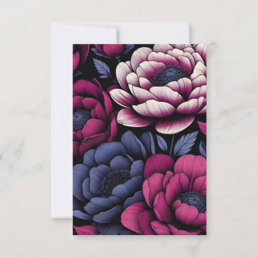 Roze gedurfde bloem RSVP kaartje (Achterkant)