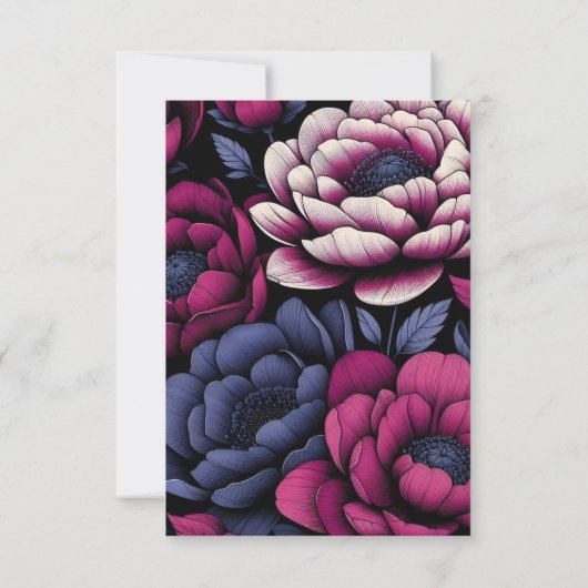 Roze gedurfde bloem RSVP kaartje (Achterkant)